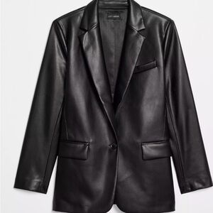 NWT Loft Versa Women's Black Faux Leather Blazer Size 6